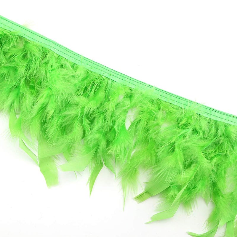 Sowder Turkey Feathers Trim Fringe for Party Wedding Dress Sewing Crafts Costumes Decoration Pack of 2 Yards (Lime Green) - Image 1